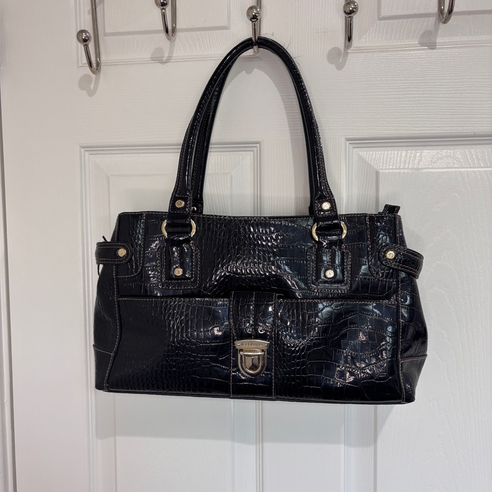 Liz Claiborne Black Crocodile-Embossed Handbag